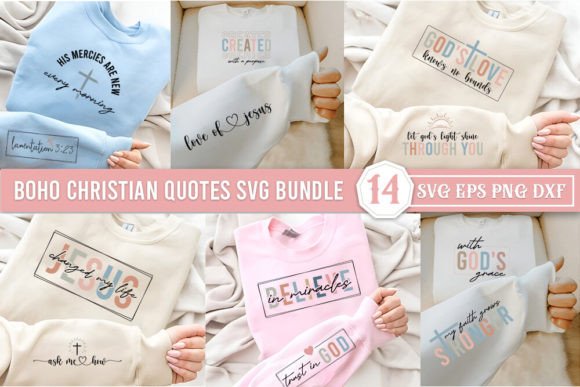 Christian Quotes Sleeve Sweatshirt Bunde and T-Shirt Designs