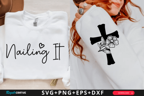 Nailing It Sleeve Svg Design Christian T-Shirt Designs